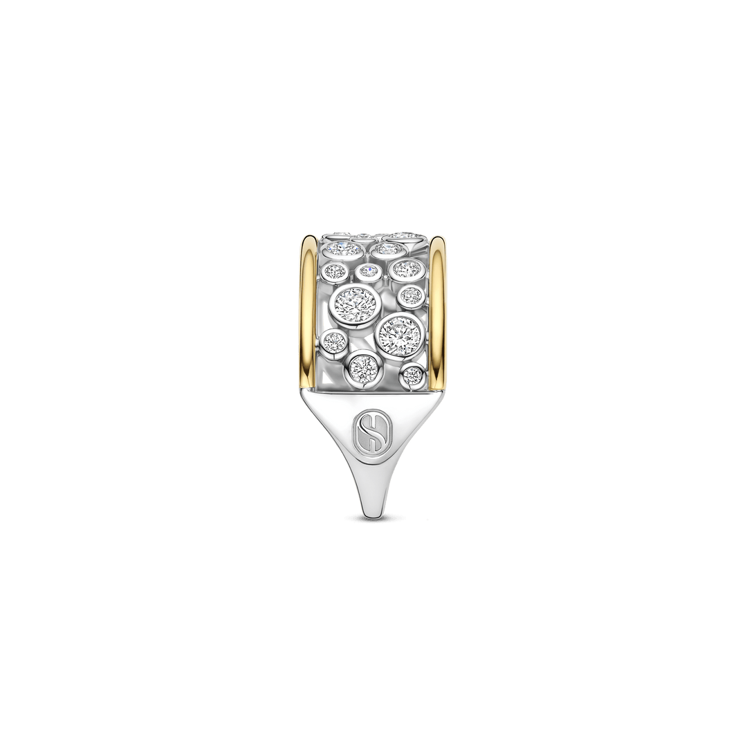 Sterling Silver and 18k Gold Vermeil Bezel-set Zirconia Band Ring l TI SENTO