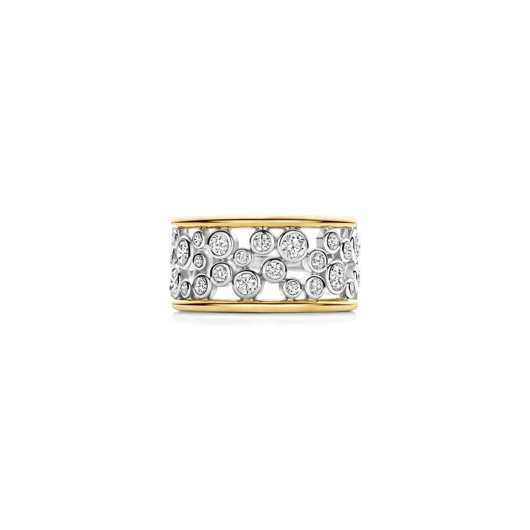 Sterling Silver and 18k Gold Vermeil Bezel-set Zirconia Band Ring l TI SENTO