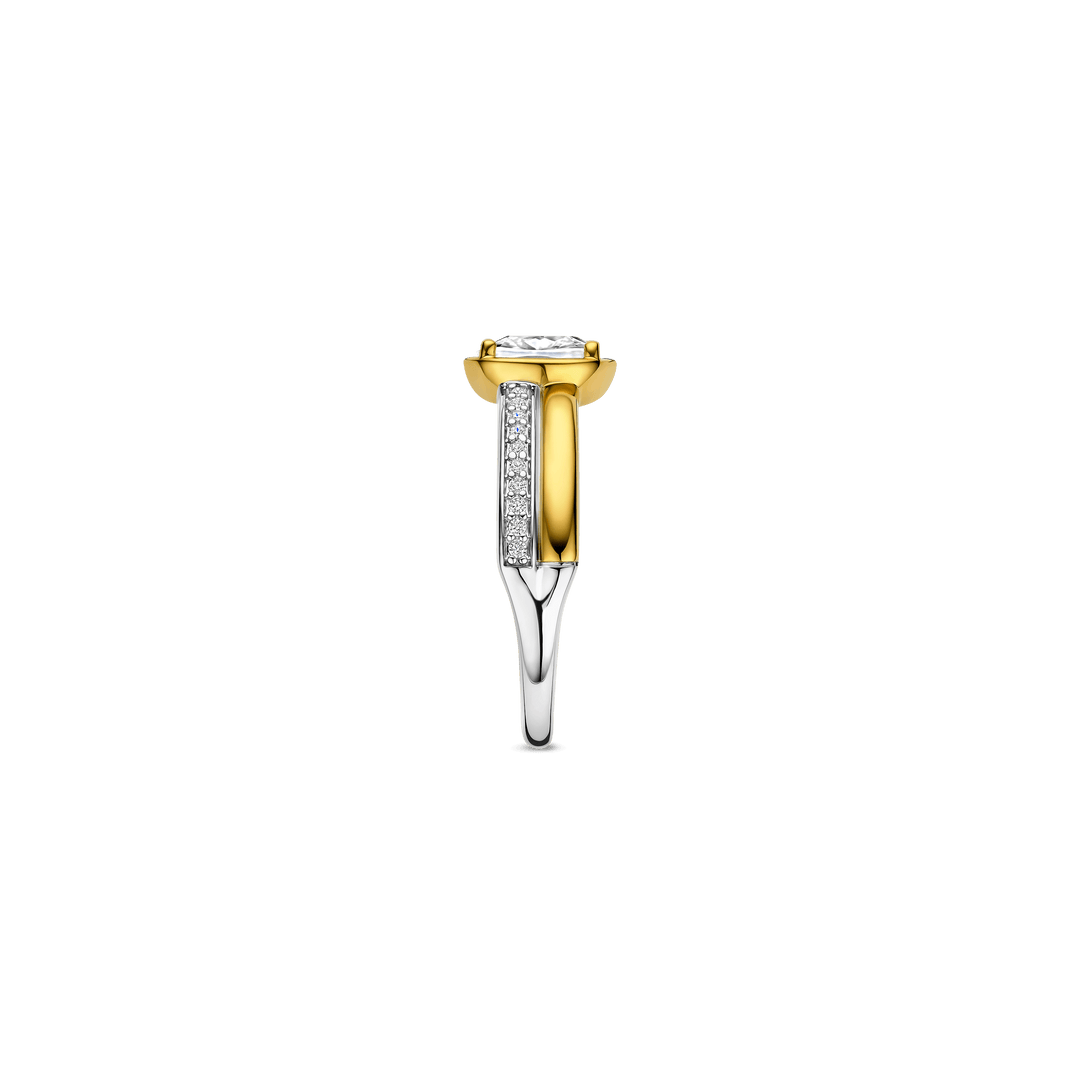 Sterling Silver and 18k Gold Vermeil Double Band Zirconia Ring