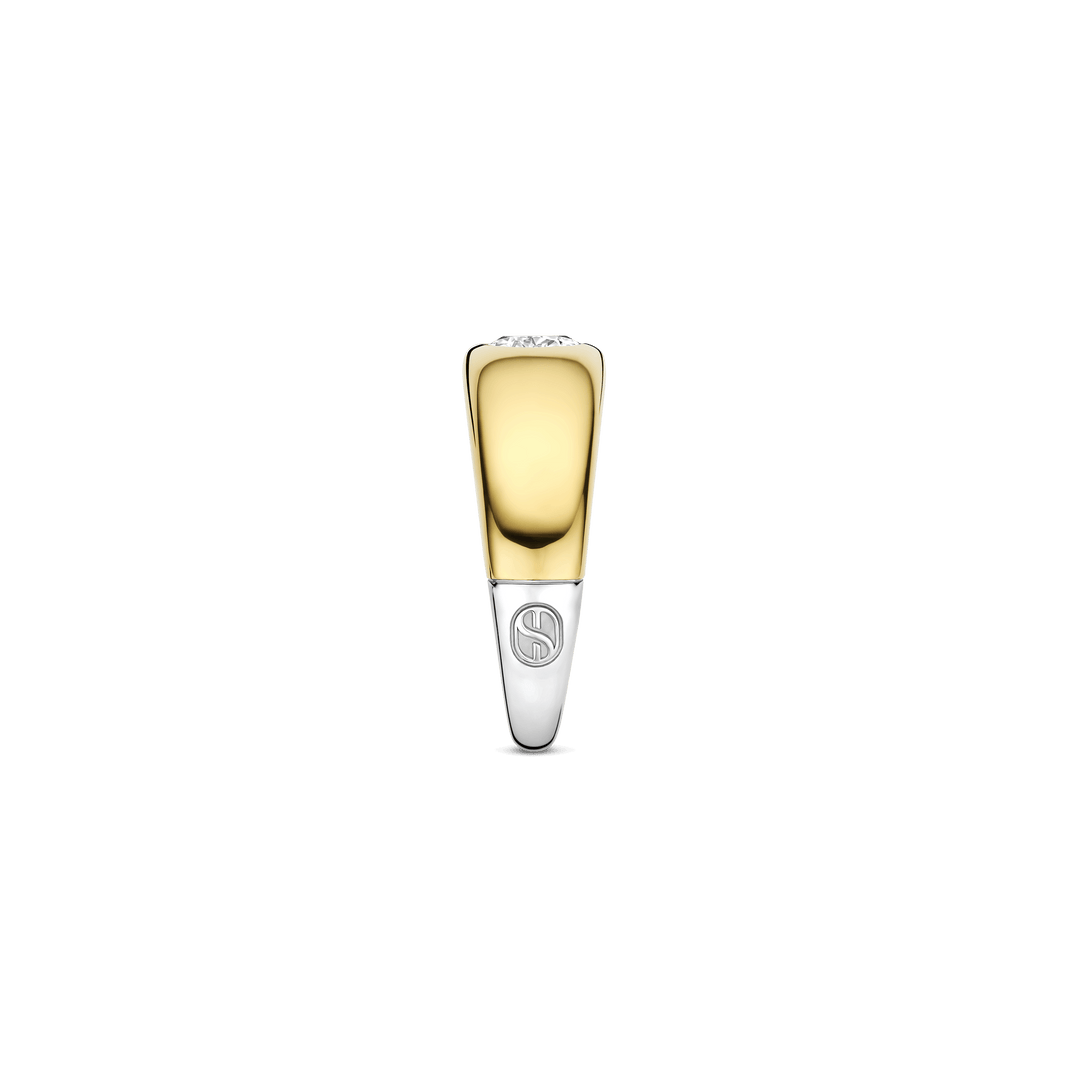Sterling Silver and 18k Gold Vermeil Oval Zirconia Band Ring l TI SENTO