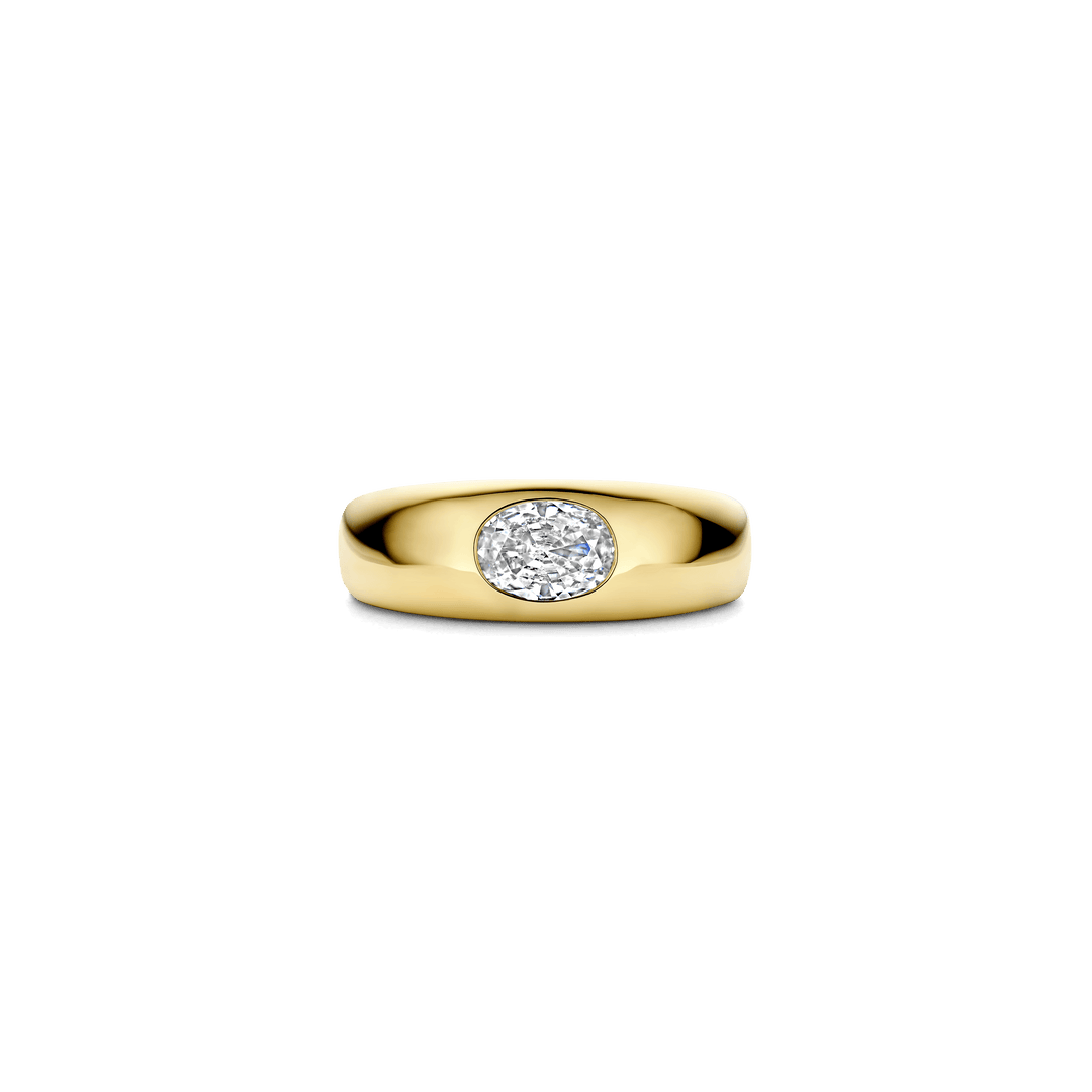 Sterling Silver and 18k Gold Vermeil Oval Zirconia Band Ring l TI SENTO