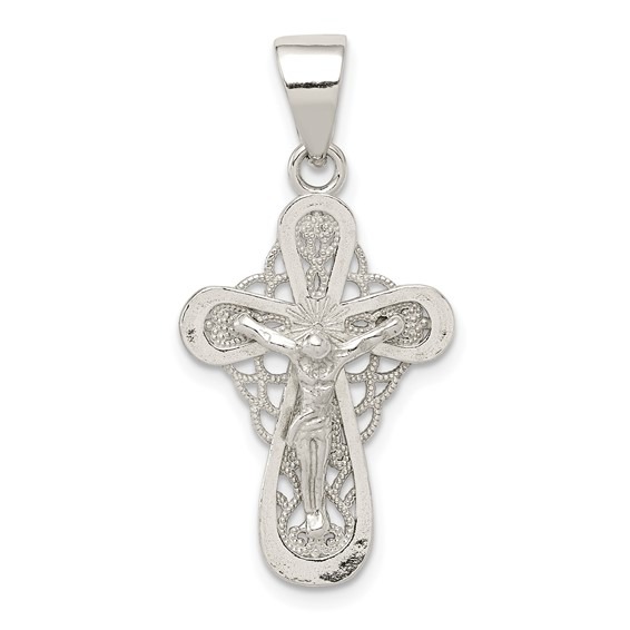 Sterling Silver 23.95x16.2mm Polished Small Crucifix Pendant