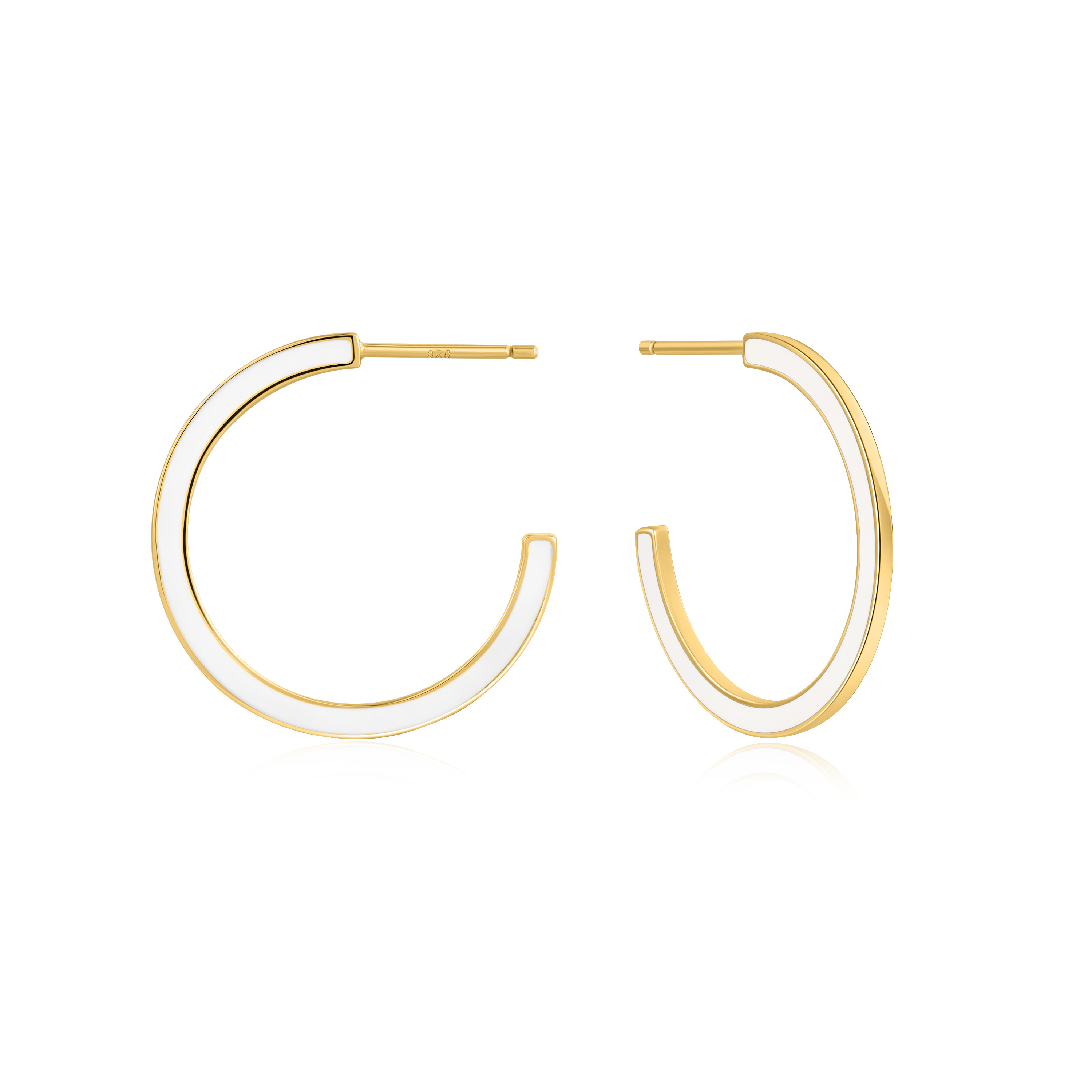 ANIA HAIE Optic White Enamel Hoop Earrings, Gold-plated