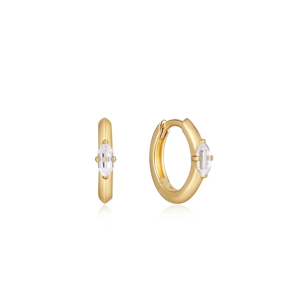 ANIA HAIE Sparkle Emblem Huggie Hoop Earrings, Gold-plated