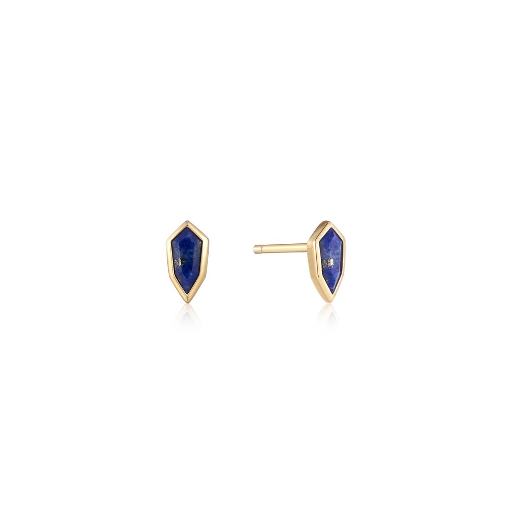 ANIA HAIE Lapis Emblem Stud Earrings, Gold-plated