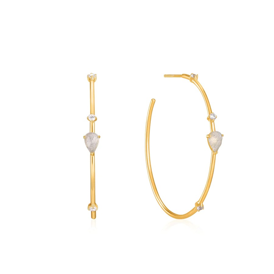 ANIA HAIE Midnight Hoop Earrings, Gold-plated