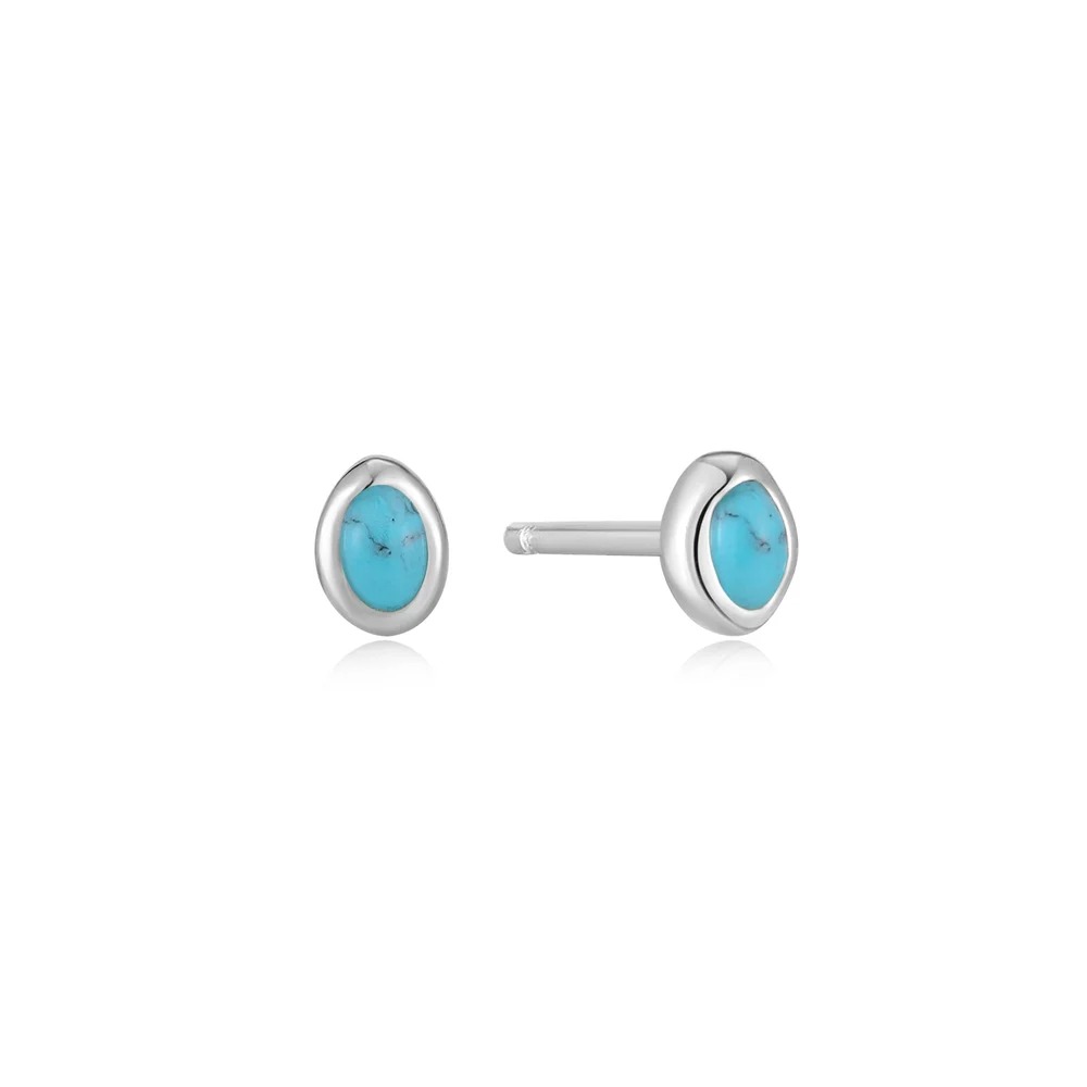 ANIA HAIE Silver Turquoise Wave Stud Earrings