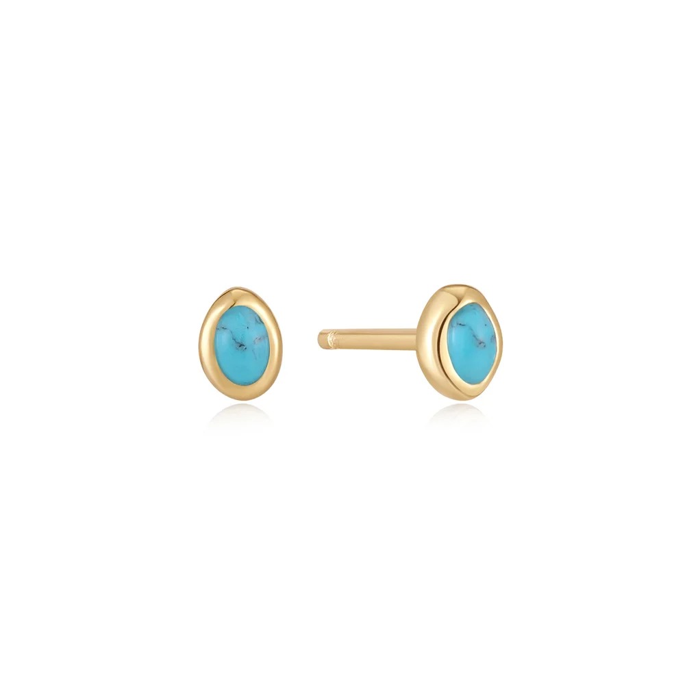 ANIA HAIE Turquoise Wave Stud Earrings, Gold-Plated
