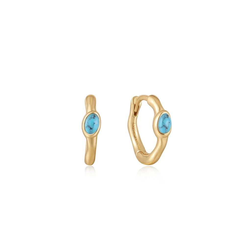 ANIA HAIE Turquoise Wave Huggie Hoop Earrings, Gold-Plated