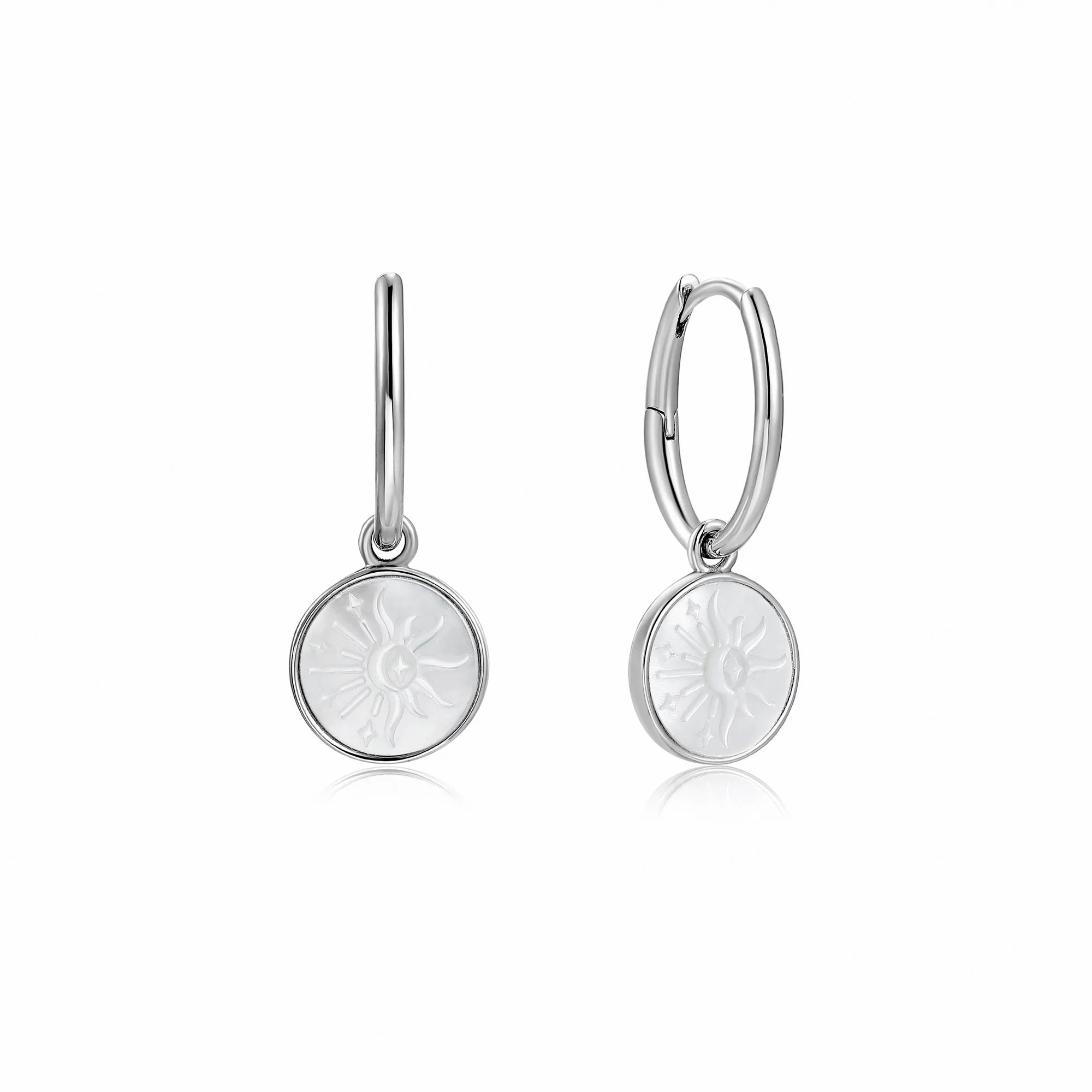 ANIA HAIE Silver Sunbeam Emblem Huggie Hoop Earrings