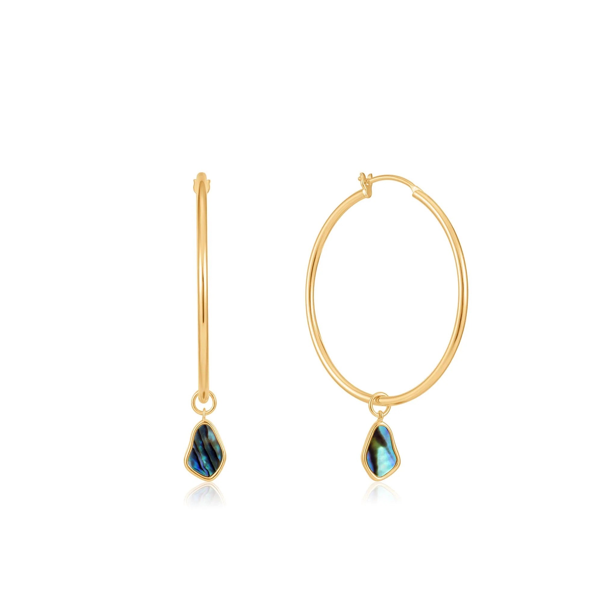 ANIA HAIE Tidal Abalone Drop Hoop Earrings, Gold-Plated