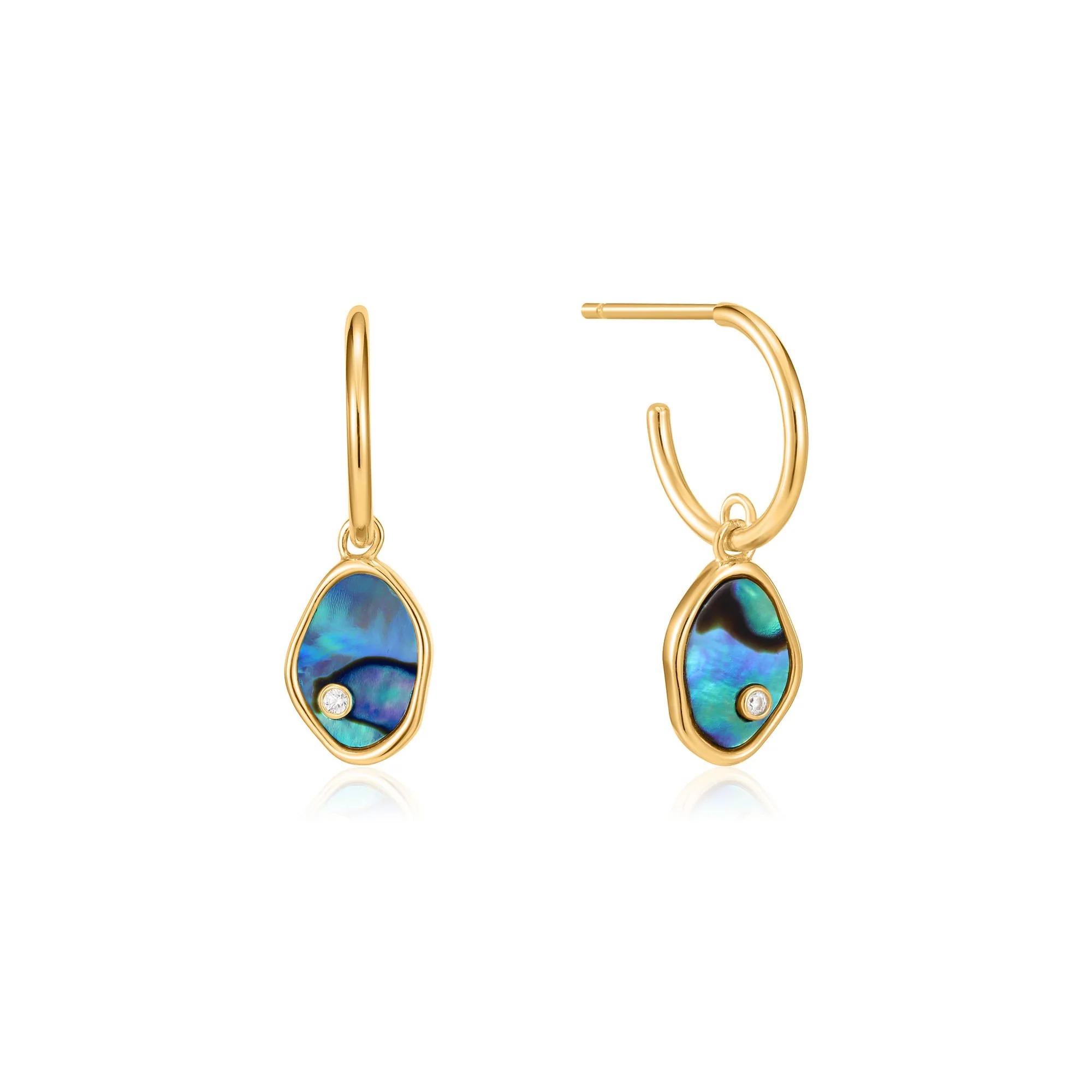 ANIA HAIE Tidal Abalone Mini Hoop Earrings, Gold-plated