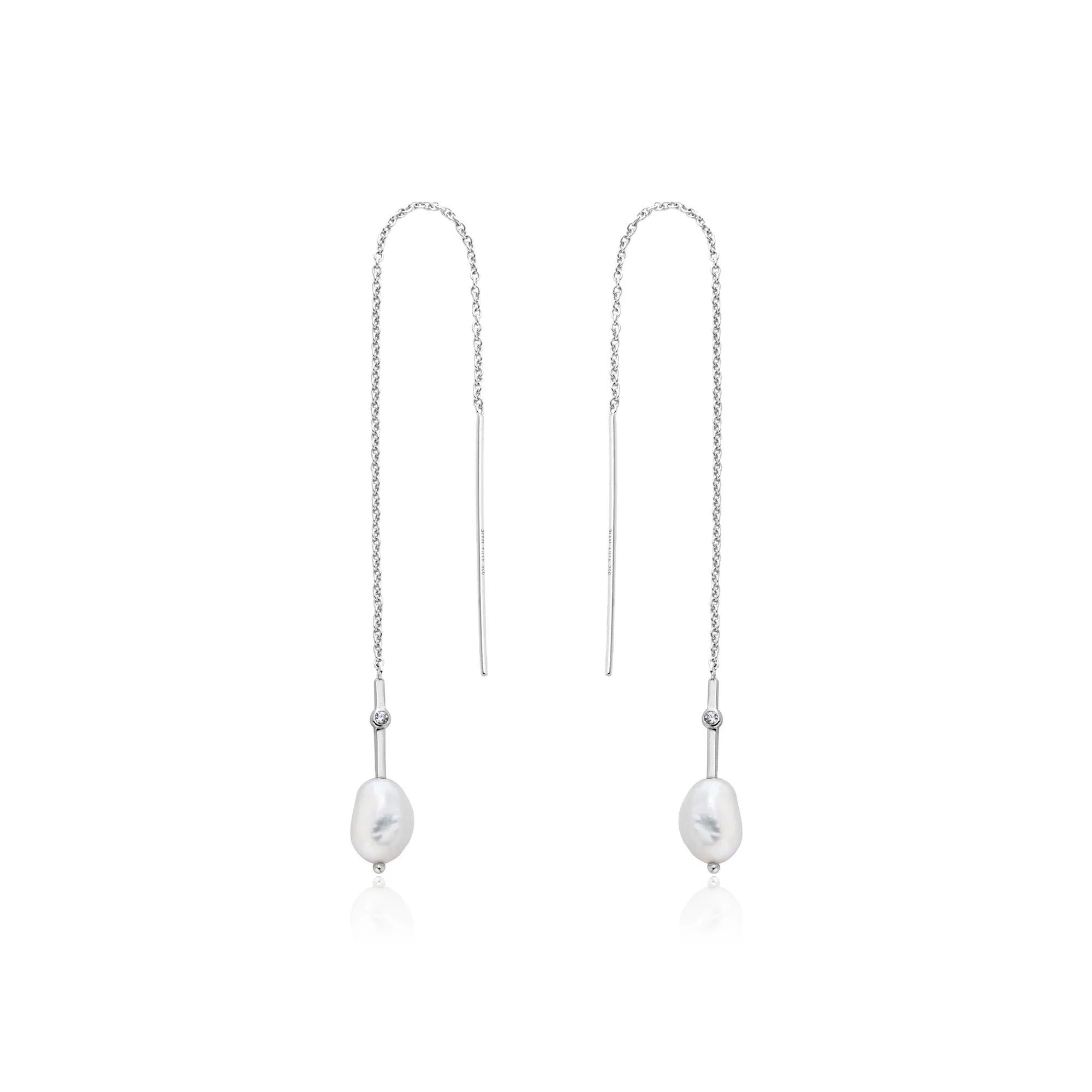 ANIA HAIE Silver Pearl Threader Earrings