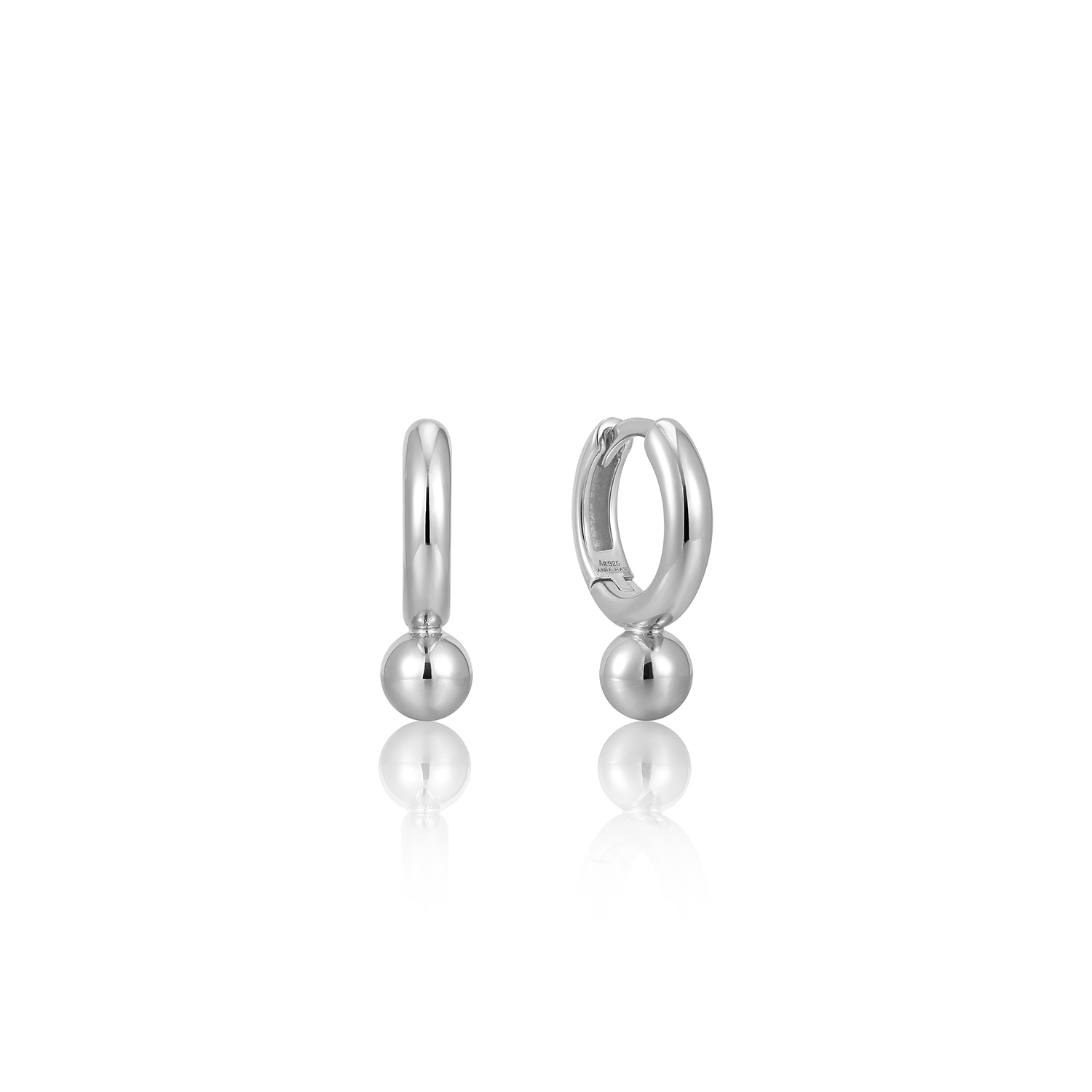 ANIA HAIE Silver Orb Drop Huggie Hoop Earrings