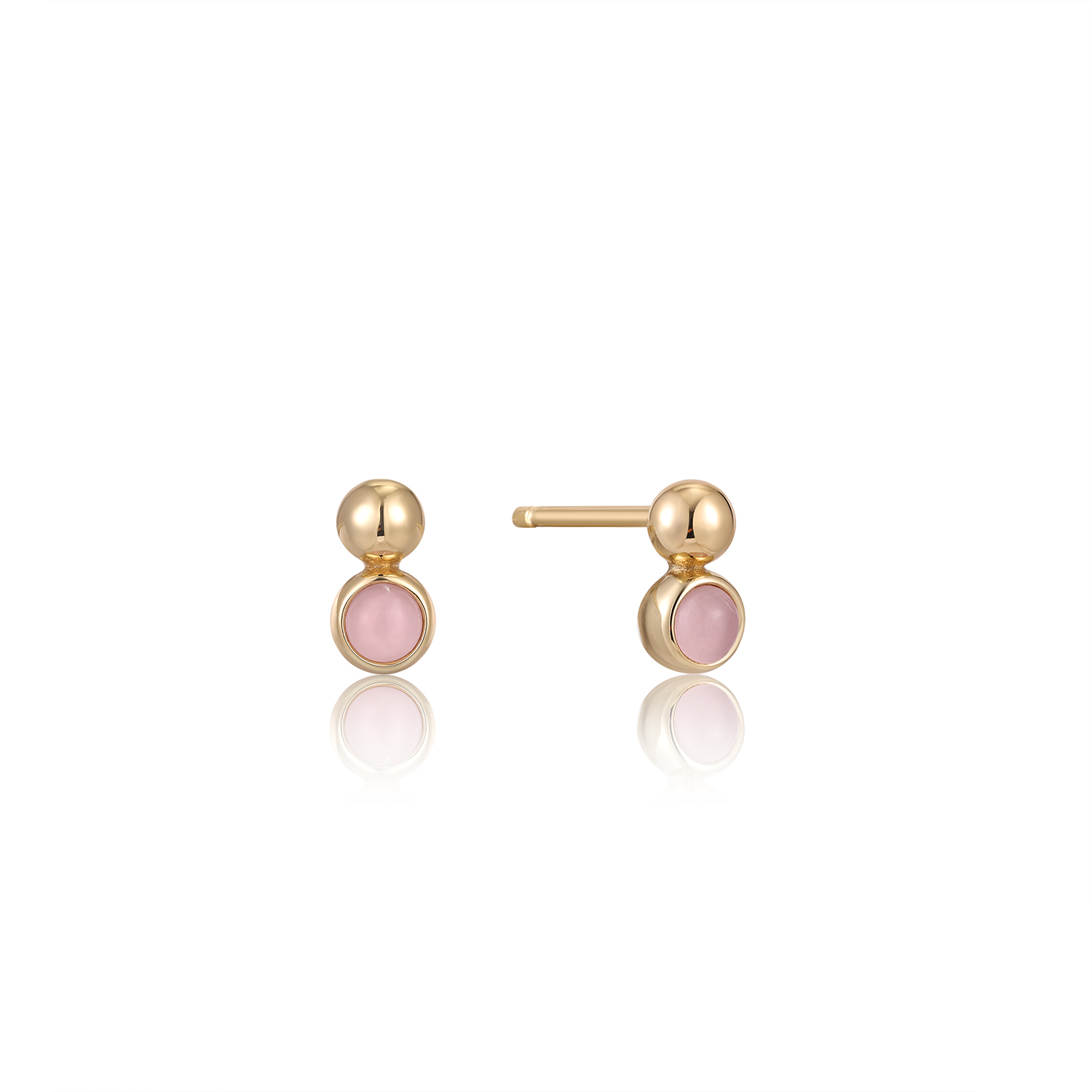 ANIA HAIE Orb Rose Quartz Stud Earrings, Gold-plate