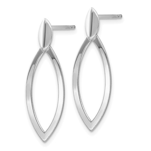 Sterling Silver Marquise-shape Polished Post Dangle Earrings