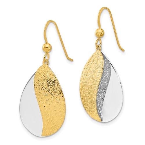 Sterling Silver and Yellow Gold plated Teardrop Dangle Earring