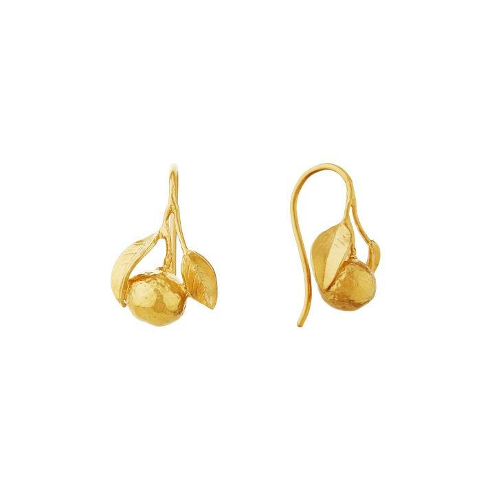 Alex Monroe Orange Hook Earrings l Gold-plated