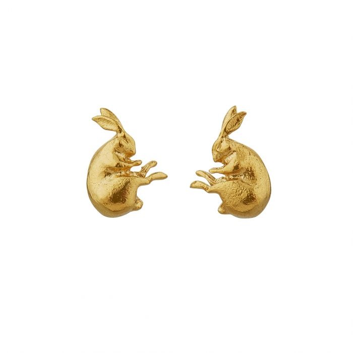 Alex Monroe Sleeping Hare Stud Earrings l Gold-plated