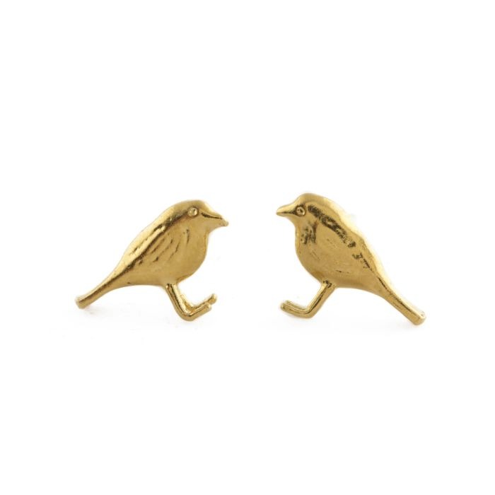 Alex Monroe Little Robin Stud Earrings l Gold-plated
