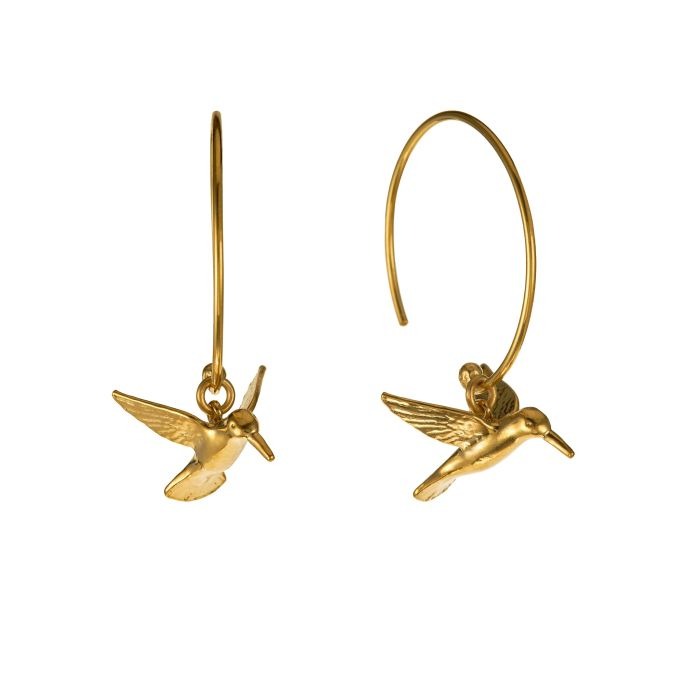 Alex Monroe Hummingbird Hoop Earrings l Gold-Plated