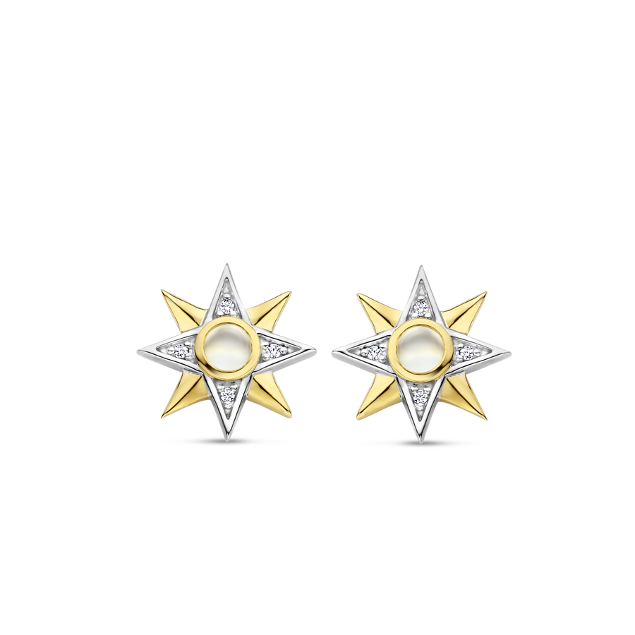 Silver Gold-plated Mother of Pearl Star Stud Earrings l TI SENTO Earrings 7932MW