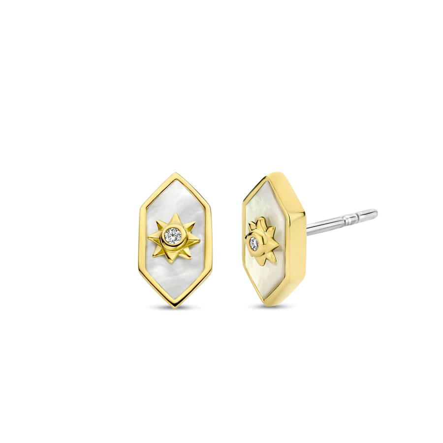 Silver Gold-plate Mother of Pearl Stud Earrings l TI SENTO Earrings 7943MW