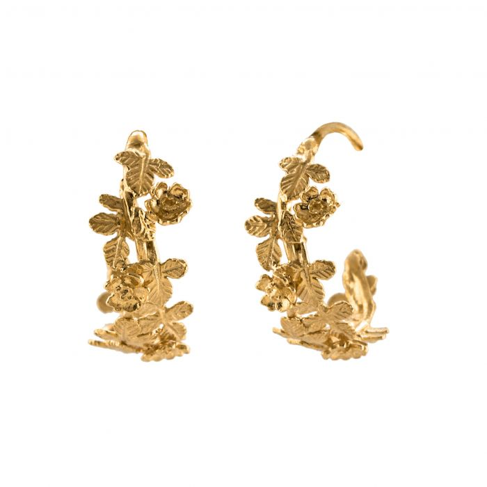 Alex Monroe Wildrose Wide Hoop Earrings l Gold-Plated
