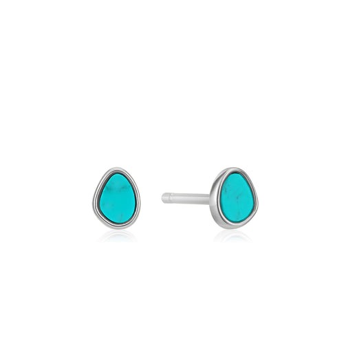 Silver Tidal Turquoise Stud Earrings l ANIA HAIE