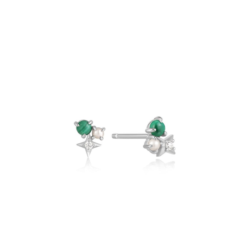 Silver Malachite Star Stud Earrings l ANIA HAIE