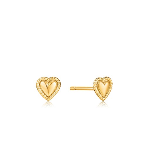 Silver Gold-plate Rope Heart Stud Earrings l ANIA HAIE