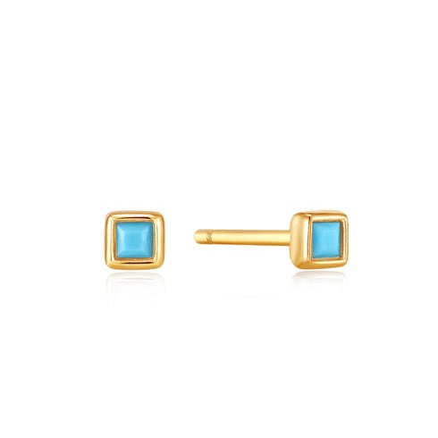 Silver Gold-plate Turquoise Square Stud Earring l ANIA HAIE