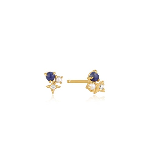 Silver Gold-plate Lapis Star Stud Earrings l ANIA HAIE