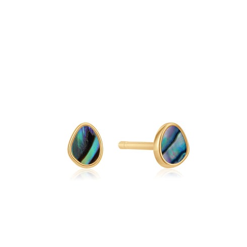 Silver Gold-plate Tidal Abalone Stud Earrings l ANIA HAIE
