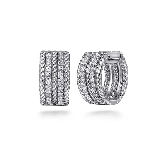 Sterling Silver 15mm White Sapphire Hampton Huggie Earrings