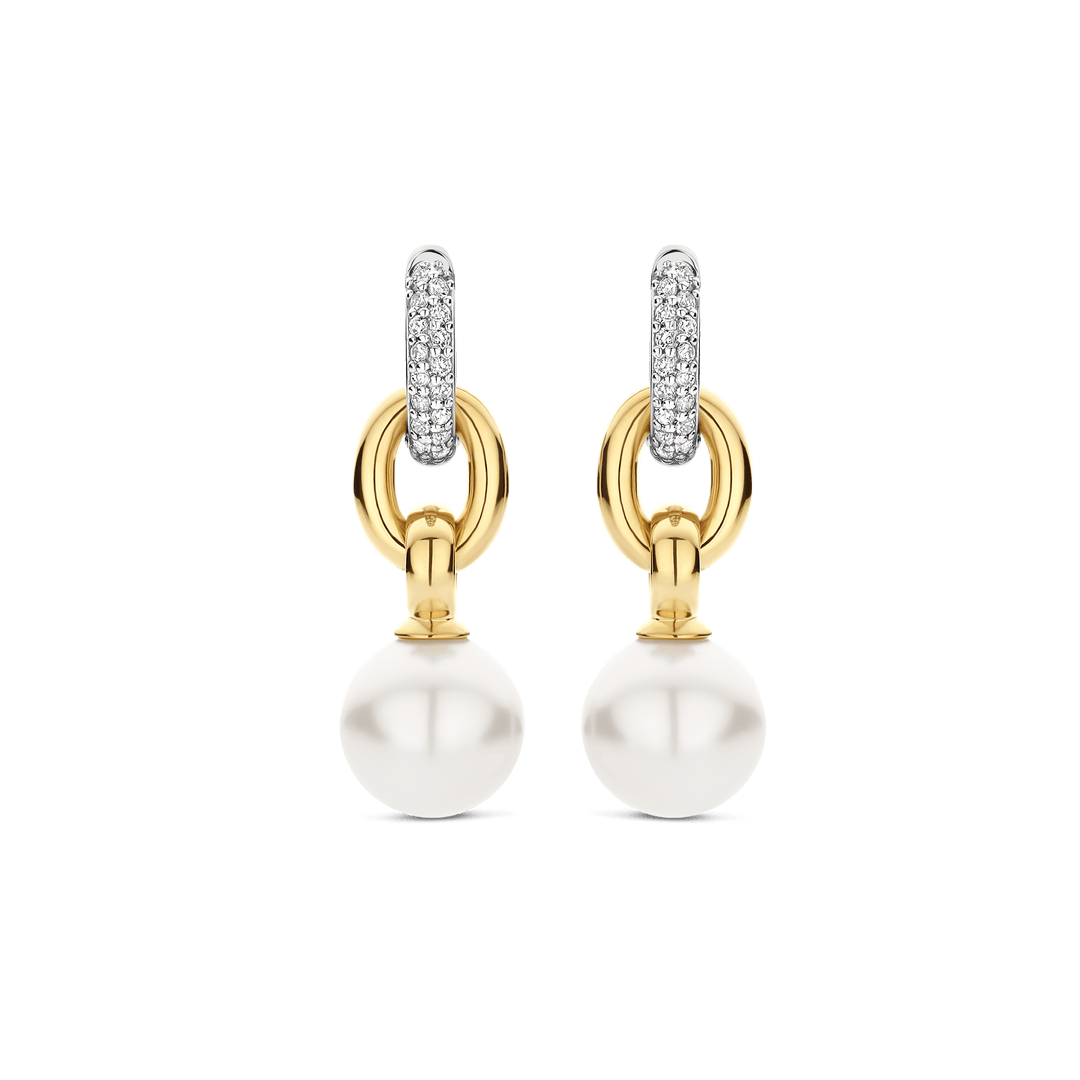 TI SENTO 78016YP Silver, Gold-plate Pearl Drop Earrings