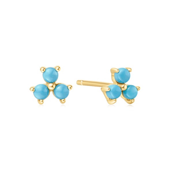ANIA HAIE Lab Created Turquoise Lotus Stud Earrings, Gold-plate
