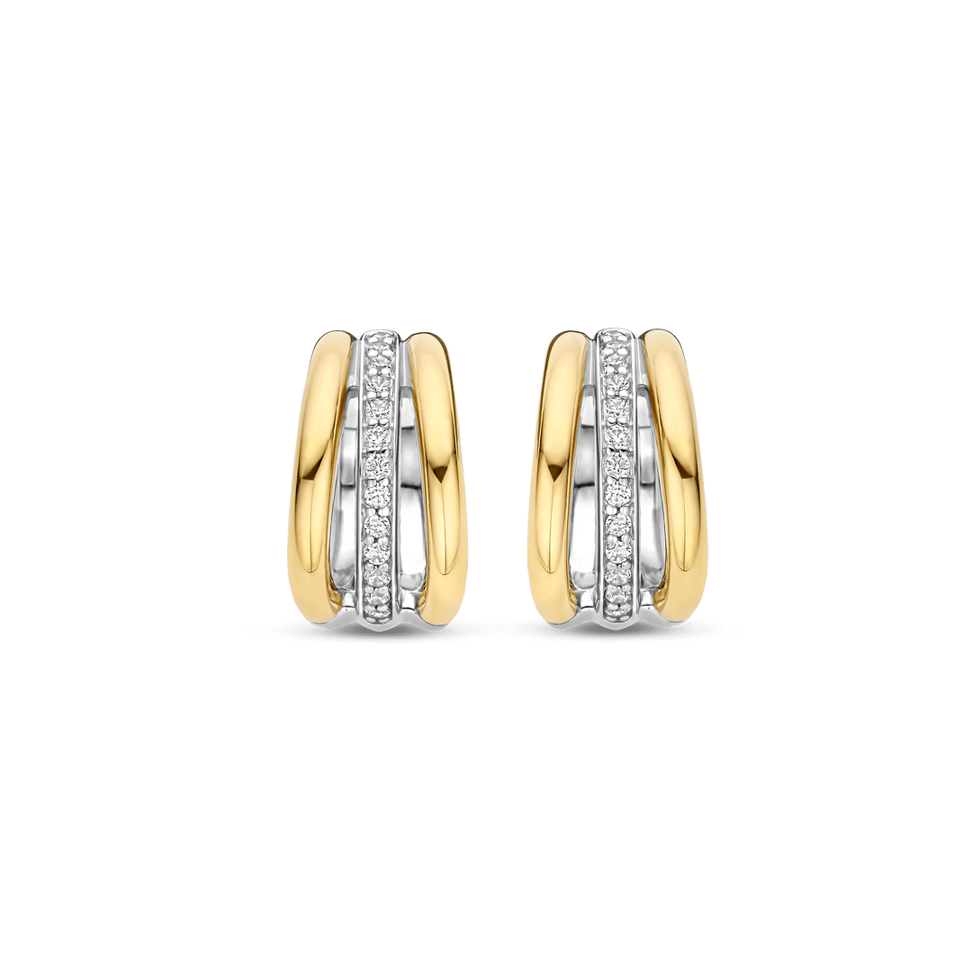 TI SENTO 78010ZY Silver, Gold-plated Hoop Earrings