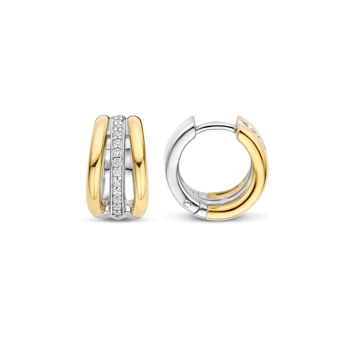 TI SENTO 78010ZY Silver, Gold-plated Hoop Earrings