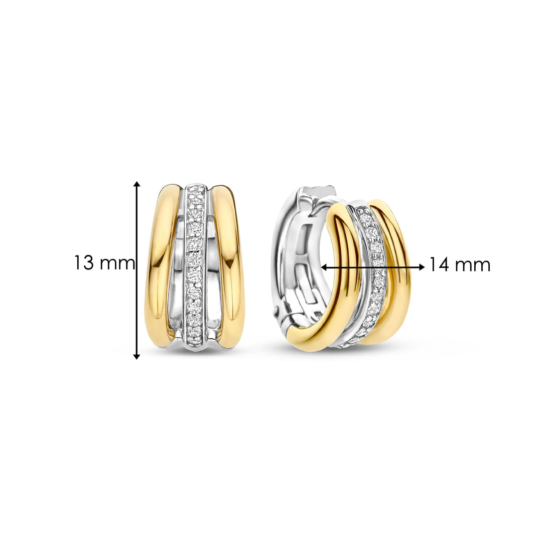 TI SENTO 78010ZY Silver, Gold-plated Hoop Earrings