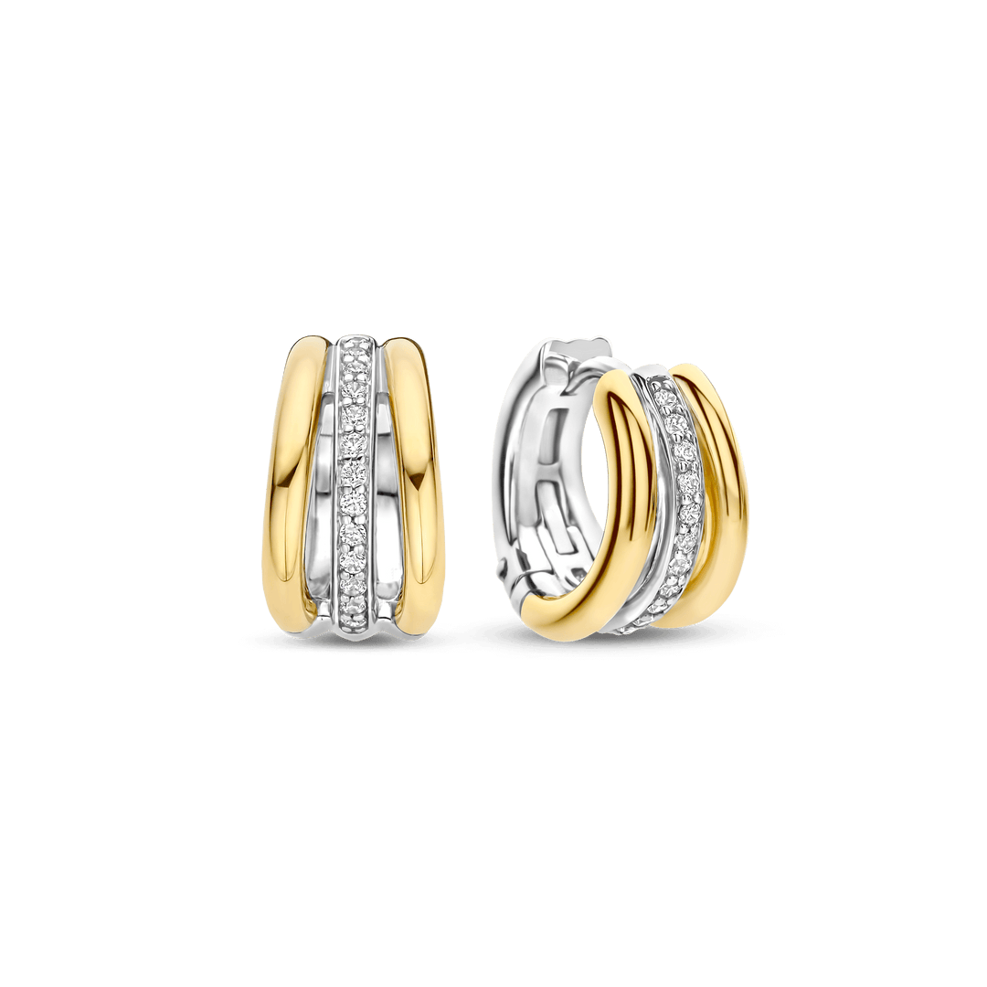 TI SENTO 78010ZY Silver, Gold-plated Hoop Earrings