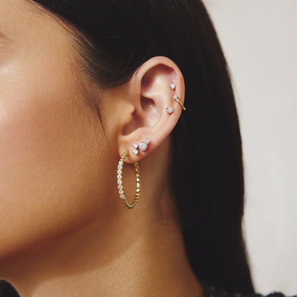 ANIA HAIE Large Claw Sphere Beaded Hoop Earrings, Gold-plate