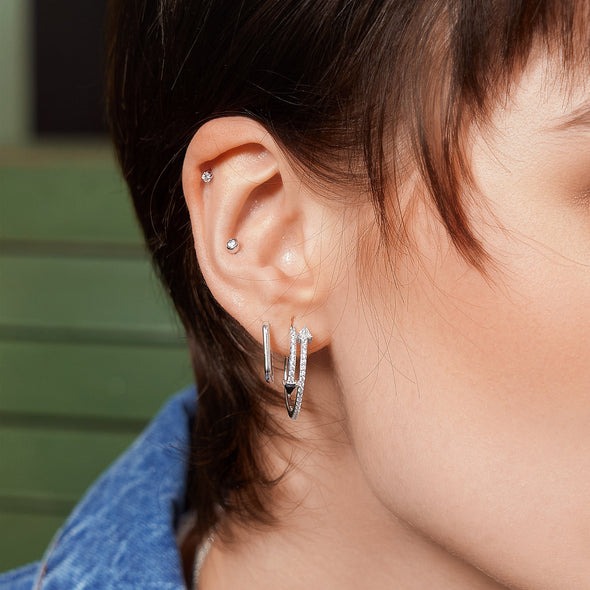 ANIA HAIE Silver Large Oval Huggie Earrings