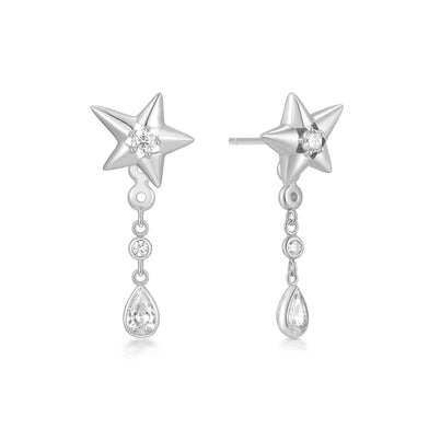 ANIA HAIE Sterling Silver Sparkling Star Drop Stud Earrings