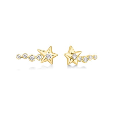 ANIA HAIE Sterling Silver, Gold-plate Zirconia Sparkling Meteor Climber Earrings