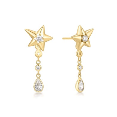 ANIA HAIE Sterling Silver, Gold-plate Sparkling Star Drop Stud Earrings