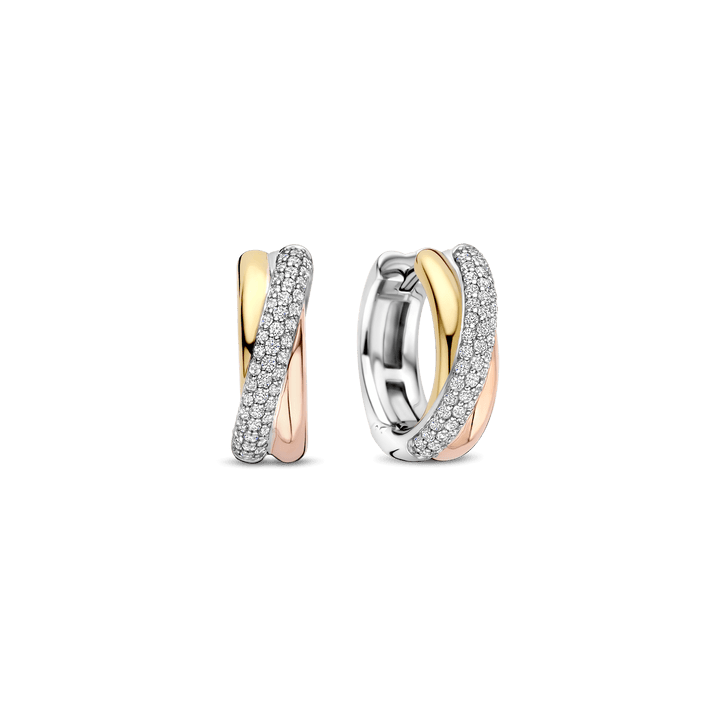 TI SENTO Sterling Silver, Gold-plate Zirconia Hoop Earrings
