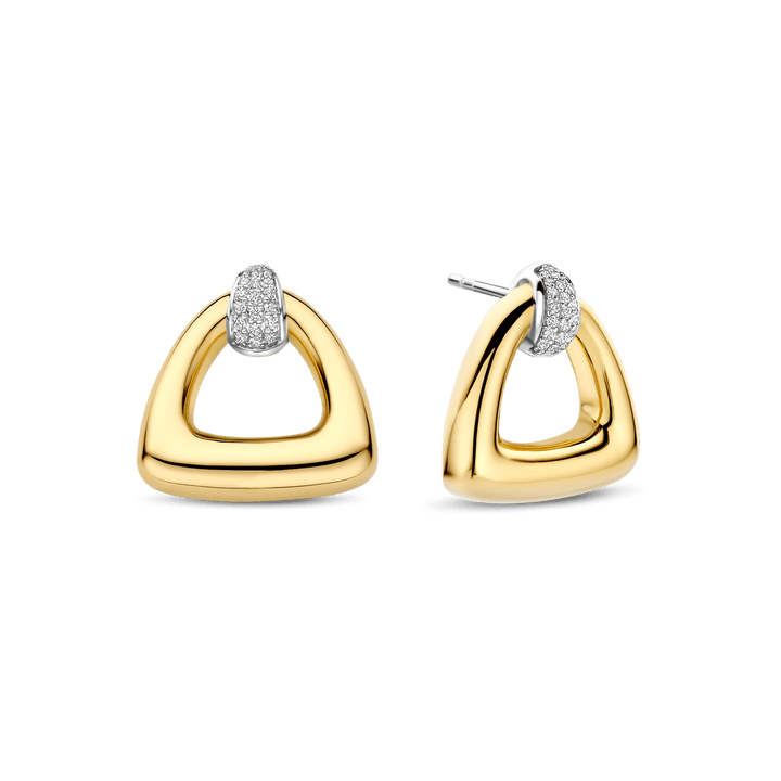 TI SENTO Sterling Silver, Gold-plate with Zirconia Stud Earrings