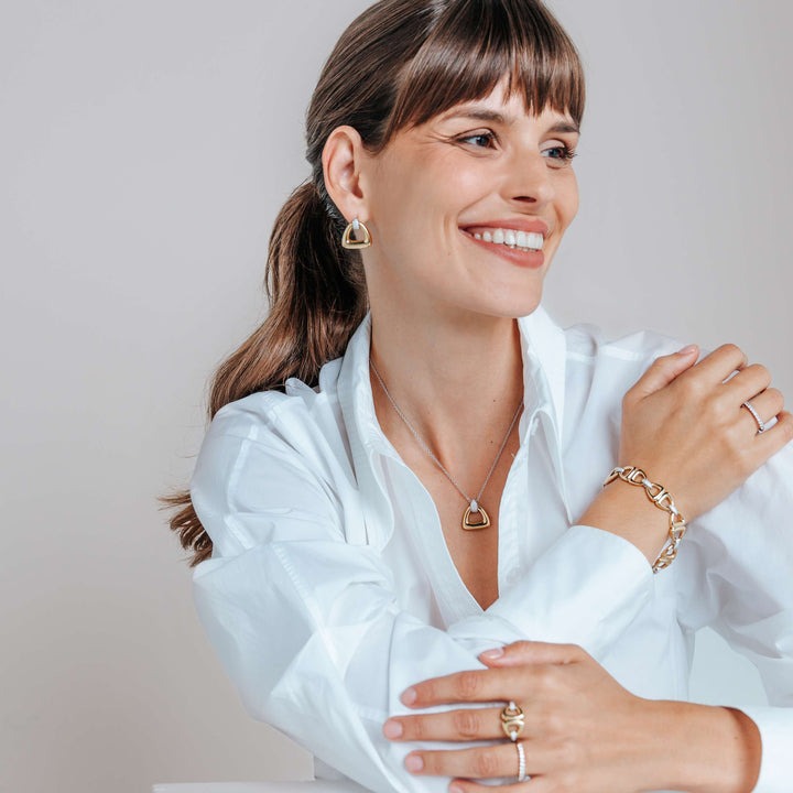 TI SENTO Sterling Silver, Gold-plate with Zirconia Stud Earrings