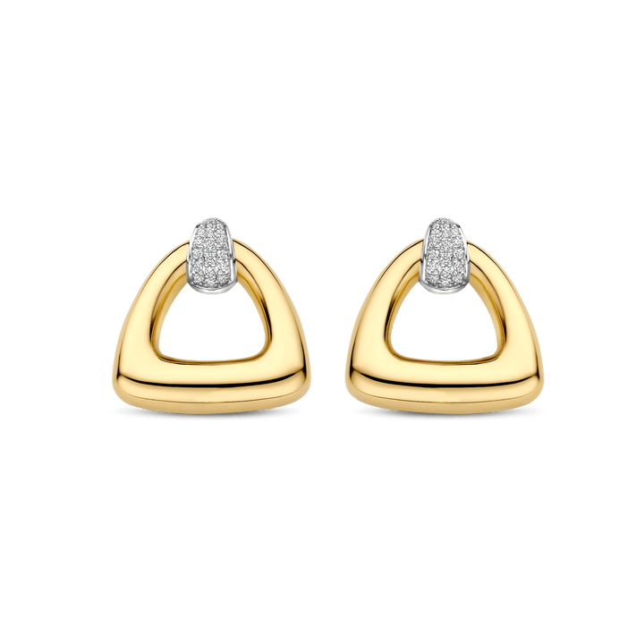 TI SENTO Sterling Silver, Gold-plate with Zirconia Stud Earrings